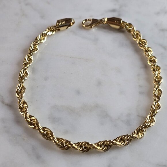 Mens Vintage Estate 14K Yellow Gold Rope Bracelet 10.3g E6501